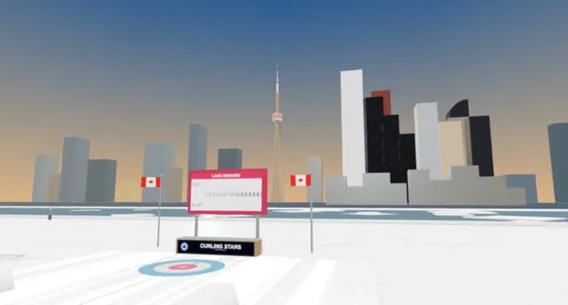 An outdoor rink on the frozen surface of Lake Ontario near Toronto